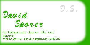 david sporer business card